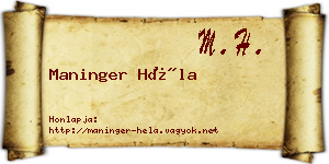 Maninger Héla névjegykártya